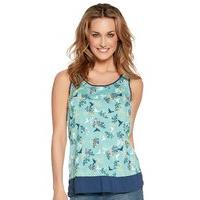 womens ladies pull on cotton blend sleeveless floral and bird print sc ...