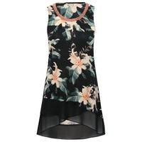 womens ladies chiffon sleeveless chian scoop neck floral print longlin ...