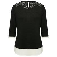 womens ladies cotton rich plain three quarter length sleeve layered tw ...