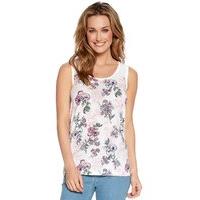 womens ladies cototn blend sleeveless scoop neckline floral embroidere ...