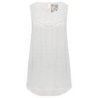 Women\'s Ladies cotton jersey sleeveless ladder stitch embroidered yoke shell top