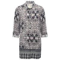 womens ladies three quarter length sleeve button down mosaic print bor ...