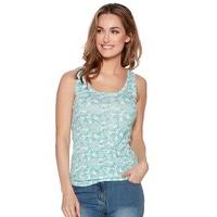 womens ladies basic pure cotton sleeveless palm print scoop neck jerse ...