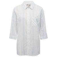 Women\'s Ladies lightweight pure cotton three quarter length sleeve chest pocket stripe print casual shirt
