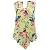 womens ladies sleeveless v neck vibrant floral print cut out back hank ...