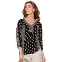 womens ladies three quarter length sleeve v neckline floral print jers ...