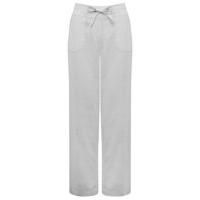 Women\'s Ladies plain lightweight full length drawstring tie waist wide leg linen trousers