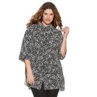 womens plus ladies monochrome printed three quarter length sleeve butt ...