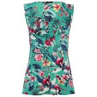 womens ladies jersey stretch sleeveless tropical floral print chiffon  ...