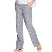 Women\'s Ladies classic ticking stripe lightweight linen mix comfort casual summer trousers