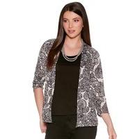 womens ladies paisley print two in one cardigan jersey layer top