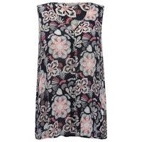 womens ladies plus size jersey sleeveless flattering v neck floral pri ...