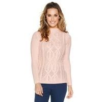 Women\'s Ladies Long Sleeve Chunky Cable knit funnel neck cosy winter jumper