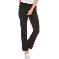 Women\'s Ladies Plain Black Super Soft Cotton Rich Straight Leg Relaxed Fit Yoga Trousers