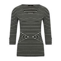 Women\'s Ladies black and white chevron striped three quarter length sleeve top