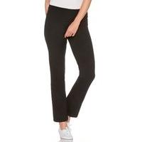 womens ladies plain black super soft cotton rich straight leg relaxed  ...