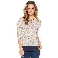 womens ladies 34 sleeve round neck dragonfly print jersey top with chi ...