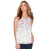 womens ladies chiffon shell sleeveless scoop neck floral print split b ...