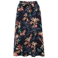 womens ladies high waisted tropical floral print tie waist belt a line ...