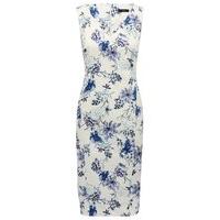 Women\'s Ladies sleeveless knee length floral print sateen pencil shift dress