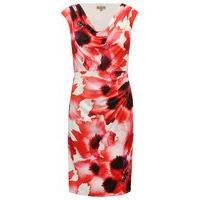 Women\'s Ladies knee length capped sleeves figure flattering Floral print cowl neck pencil dress