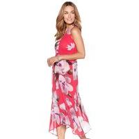 womens ladies sleeveless v neck fit and flare floral print chiffon han ...