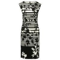 womens ladies sleeveless black and cream stripe pattern floral print k ...