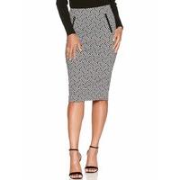 Women\'s Ladies Geo Jacquard statement Print Side Zip Knee Length Pencil Skirt