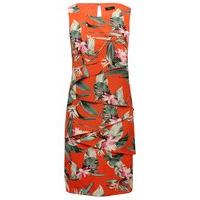 Women\'s Ladies knee length lightweight crepe sleeveless floral print layered shutter shift dress