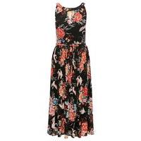 womens ladies boutique sleeveless bird print tie front fit and flare k ...