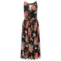 womens ladies boutique sleeveless bird print tie front fit and flare k ...