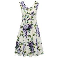 womens ladies sleeveless v neck summer floral print a line fit and fla ...