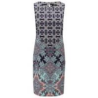 Women\'s Ladies sleeveless knee length sequin embellished floral mosaic print shift dress
