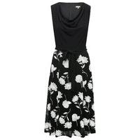 womens boutique ladies sleeveless floral print cowl neck fit and flare ...