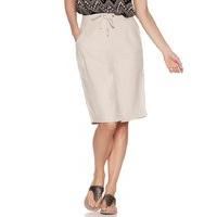 Women\'s Ladies linen blend tie front utility pocket soft ribbed waist summer skirt