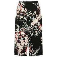 womens ladies lightweight floral print crepe split front knee length f ...