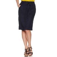 Women\'s Ladies linen blend tie front utility pocket soft ribbed waist summer skirt