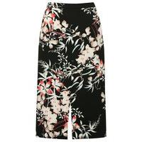 womens ladies lightweight floral print crepe split front knee length f ...