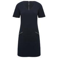 Women\'s Ladies plain colour block short sleeve Zip pocket v-neck shift dress