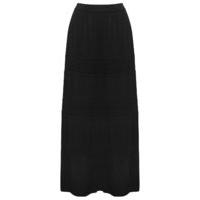 Women\'s Ladies cotton jersey plain floor length high waist Lace trim maxi skirt