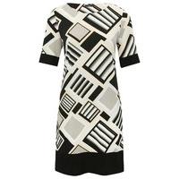 Women\'s Ladies bold geo print half sleeve pull on boat neck tunic dress