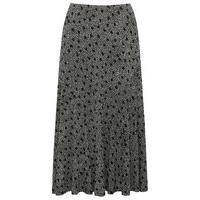 Women\'s Ladies soft jersey black and white spot print pull on flippy mid length skirt