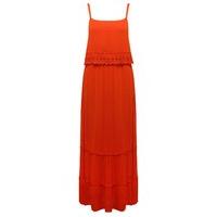 Women\'s Ladies plain floor length sleeveless spaghetti strap Double layer summer maxi dress