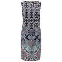 Women\'s Ladies sleeveless knee length sequin embellished floral mosaic print shift dress