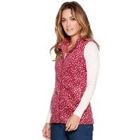 Women\'s Ladies pink spot print sleeveless zip front fleece high neck gilet
