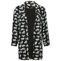 Women\'s Ladies three quarter sleeve tropical leaf print casual blazer jacket