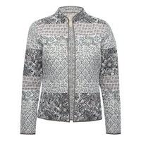 Women\'s Ladies cotton blend long sleeve open jacquard tile print quilted slim fit jacket
