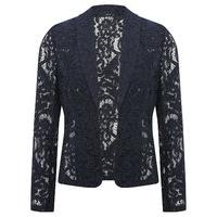 Women\'s Ladies cotton blend long sleeve open edge to edge statement lapel lace blazer jacket