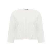 Women\'s Ladies white lightweight floral lace cropped edge to edge open front summer jacket