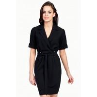 WOVEN WRAP BELTED DRESS